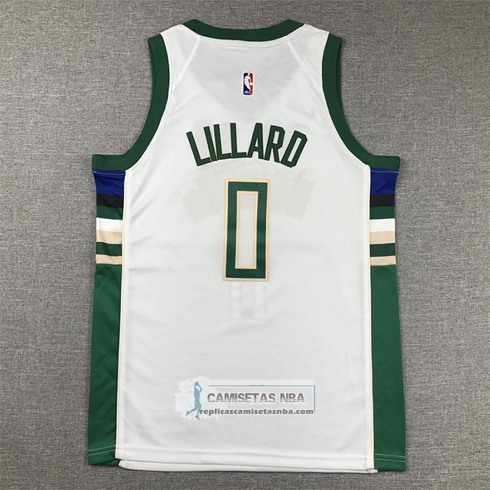 Camiseta Nino Milwaukee Bucks Damian Lillard NO 0 Association 2022-23 Blanco